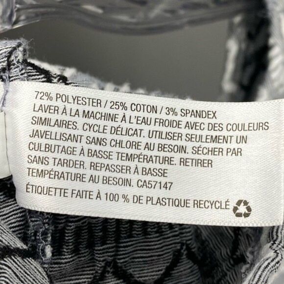 Xhiliration Black White Chevron Stretch Bodycon Short Sleeve Textured Dress L - Picture 8 of 9